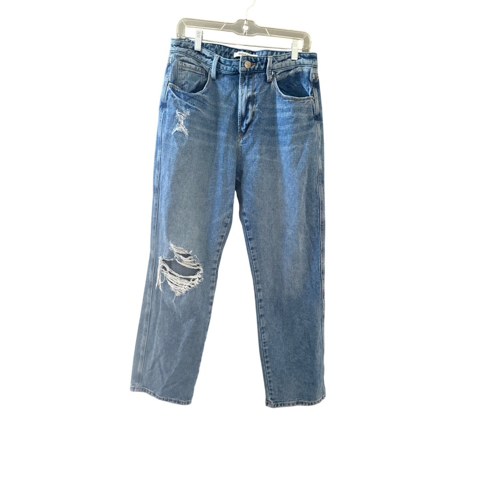 Dogma Womens High Rise Distressed Straight Leg Blue Jeans Size 11 Casual Baggy